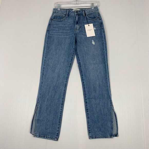 HIDDEN women’s Medium Wash The Tracey Side Slit Clean Straight Jeans size 25 NEW - Picture 4 of 15